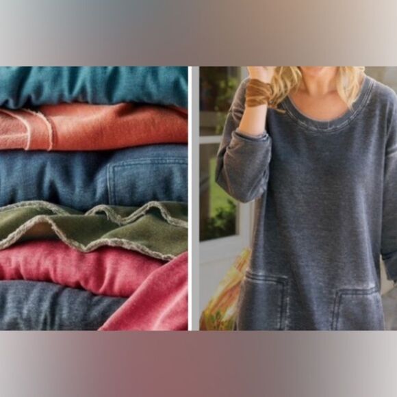 Soft Surroundings Walk in the Park Distressed Sweater in Black size S - Picture 1 of 5